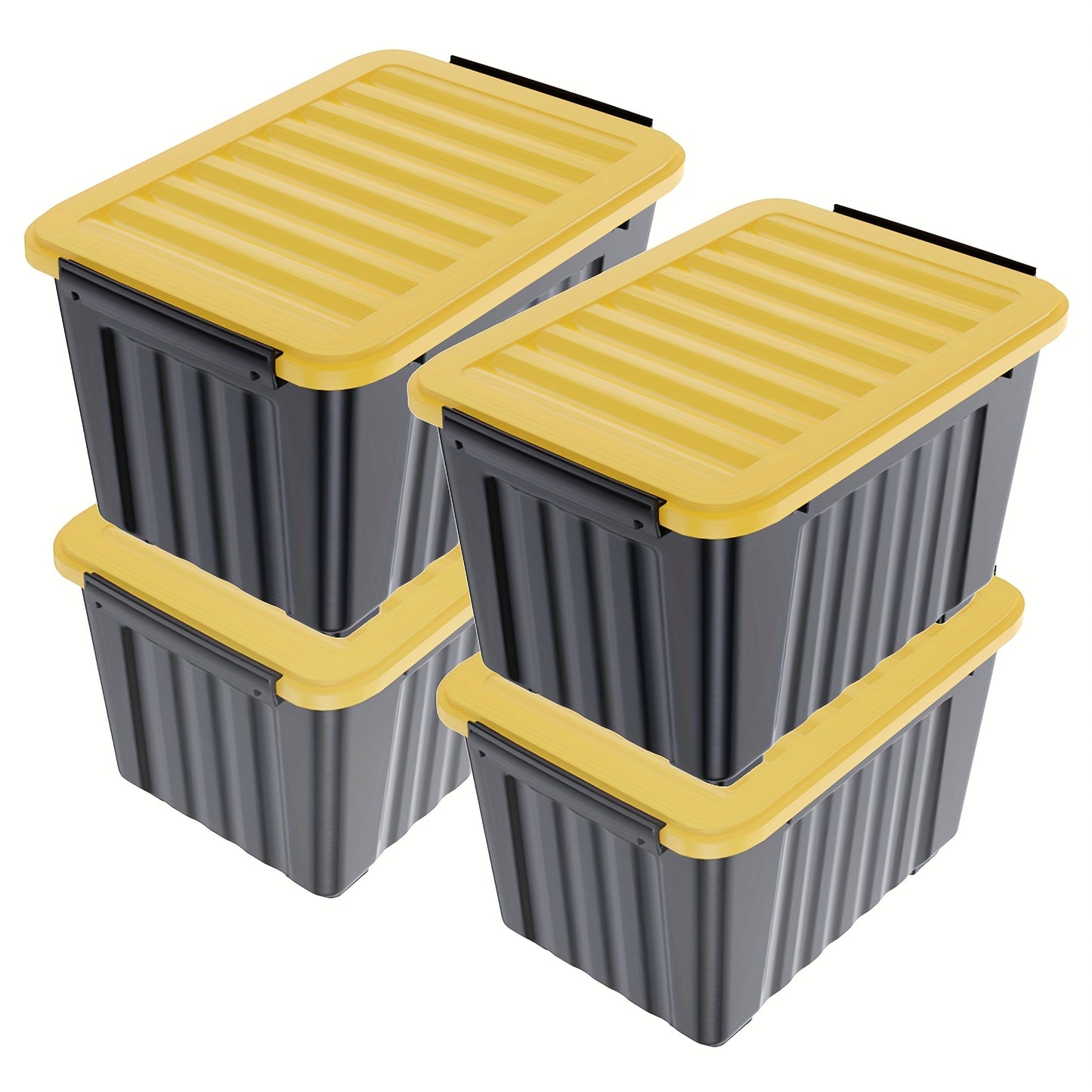 Stackable Storage Bins with Lids and Wheels | 72QT & 97QT Heavy Duty Bins | 4 or 6 Pack | 220LB Capacity | Clear, Blue/White, Black/Yellow