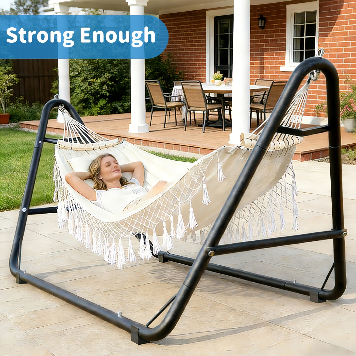 Hammock with Stand Outdoor 600 lbs Capacity Anti-Rollover Heavy Duty Portable Camping Backyard Patio Hammock Bed White Grey Black