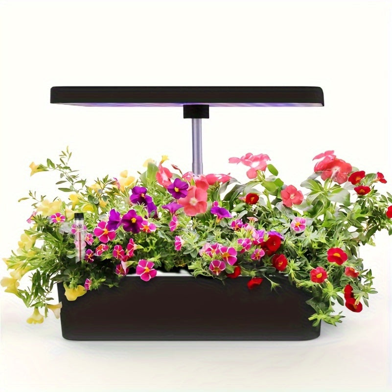 Hydroponic Garden Kit 10 Pods Indoor Herb Garden | 24W LED Grow Light Auto Timer 1-Gal Tank Quiet Pump Nutrients | Vegetables Flowers Year-Round Harvest