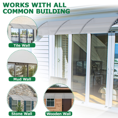 Door Awning 120"x40" Polycarbonate Canopy UPF50+ UV Rain Snow