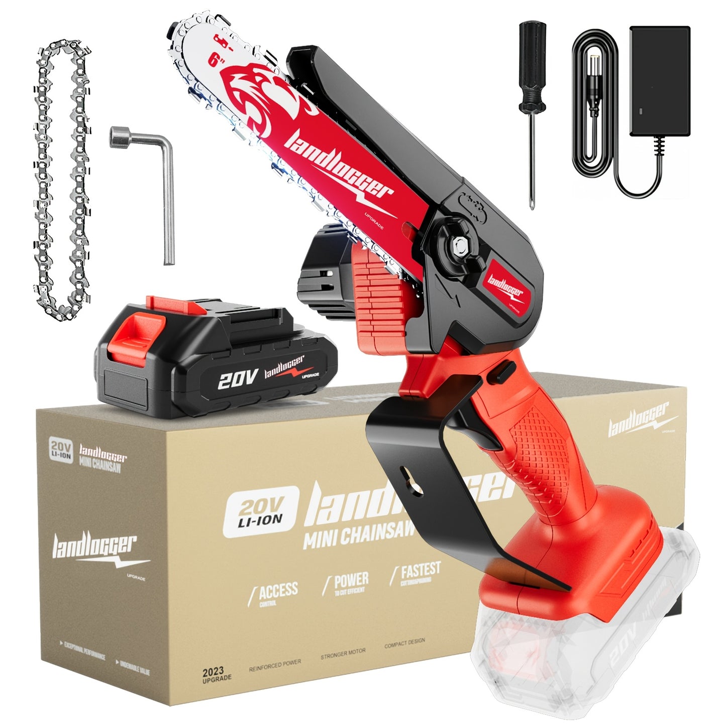 Mini Chainsaw Cordless 4 & 6 Inch Electric - Upgraded Portable Battery Chainsaw with Safety Lock, Splash-Proof Cover & Rechargeable Battery for Tree Pruning, Branch Cutting & Garden Use