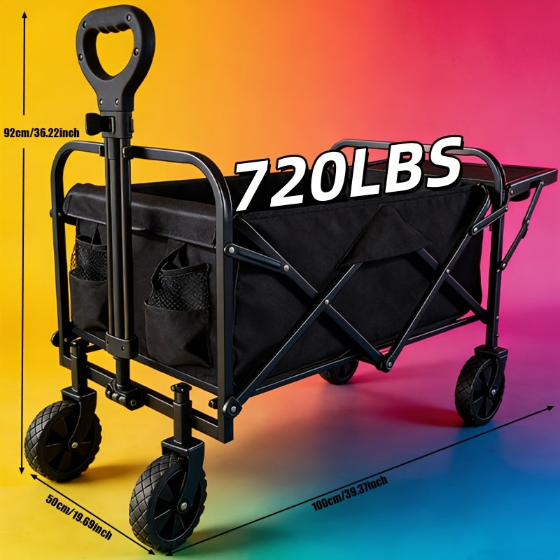 Folding Wagon Cart Heavy Duty 1100 LB Capacity Collapsible Garden Cart with Silent Swivel Wheels Tailgate for Camping Beach Picnic Shopping Outdoor