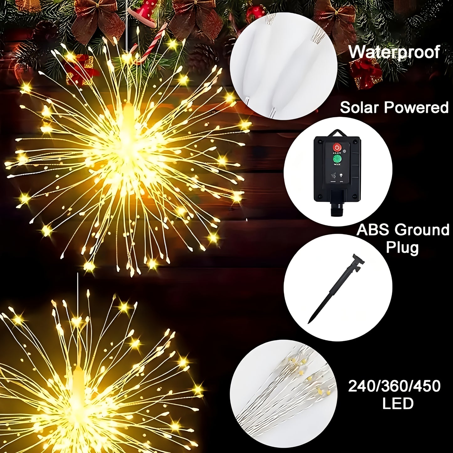 Solar Firework Lights | LED Starburst Garden Patio Tree Decor