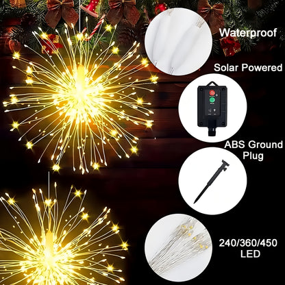Solar Firework Lights | LED Starburst Garden Patio Tree Decor