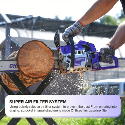 Heavy Duty Chainsaw | Gas Powered Forestry Wood Cutting Farm Yard