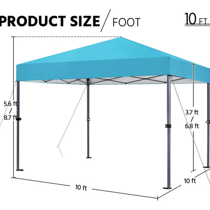 Pop Up Canopy One-Push Lock UPF 50+ Height Adjustable Instant Canopy Tent with Roller Bag, Guy Lines & Ground Anchors for Party, Wedding, Backyard & Commercial Events