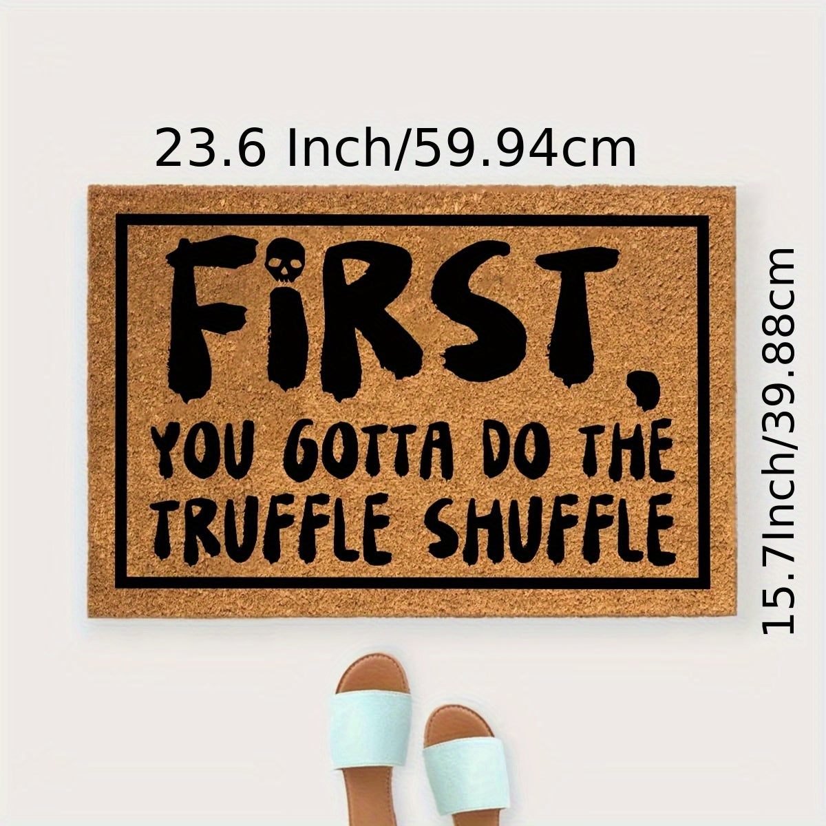 Coir Doormat Funny Truffle Shuffle Welcome Mat Heavy Duty Natural Coconut Front Door Mat for Entryway Porch Outdoor Indoor 23.6x15.7 Inch