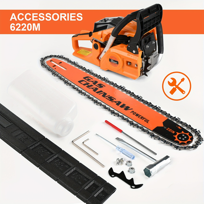 Gas Chainsaw Set – 12-Inch 25CC Pruning Saw & 20-Inch 62CC Heavy-Duty Log Cutting Chainsaw, Choose by Need