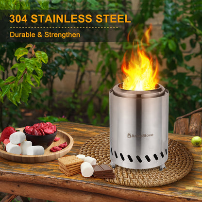 Tabletop Fire Pit 9.7x7 Inch Low Smoke Outdoor Patio Camping Stove Wood Pellet Burning with Fireproof Mat Travel Bag
