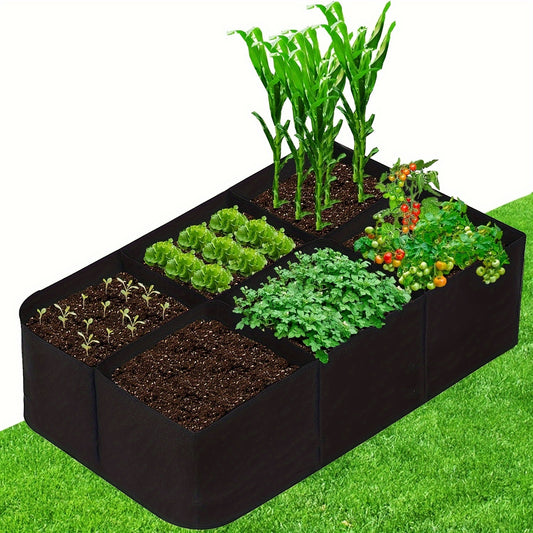 Raised Bed Grow Bag 128 Gallon 6 Grids 48x24x12 Inch | Breathable Fabric Planter for Vegetables Potatoes Flowers | Rectangle Garden Bed Indoor Outdoor