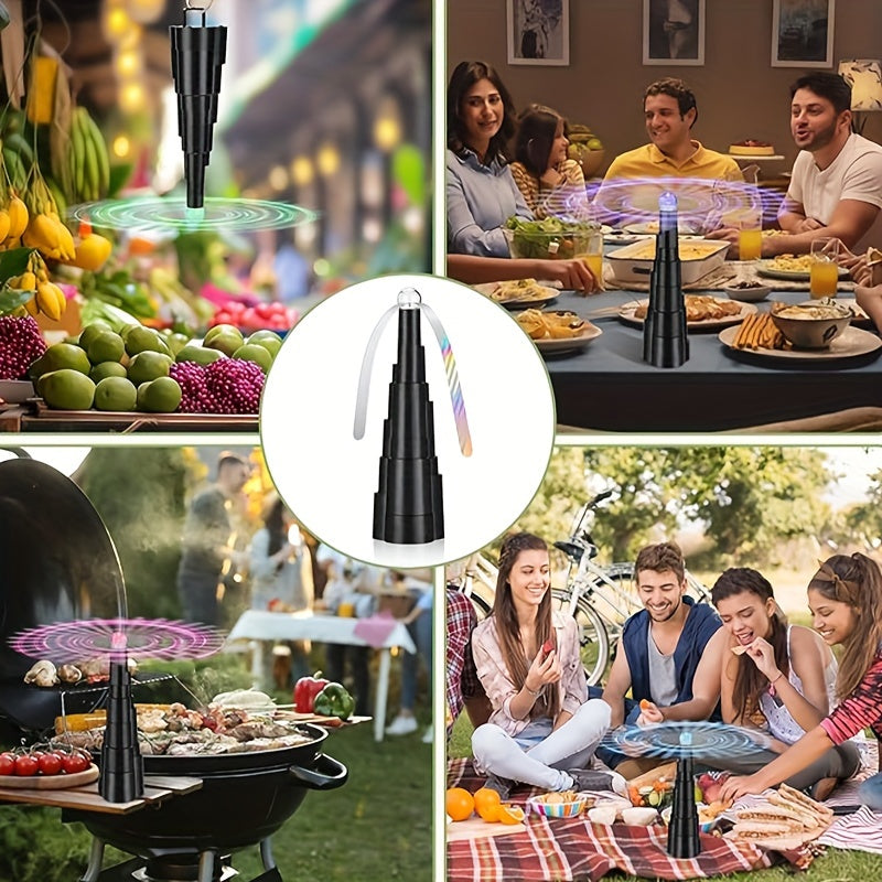 Fly Fan for Table 4 Pack - USB Rechargeable Fly Repellent Fan with LED Lights, Soft-Stop Blades, Portable Tabletop Fly Spinner for Outdoor Dining BBQ Camping Picnic