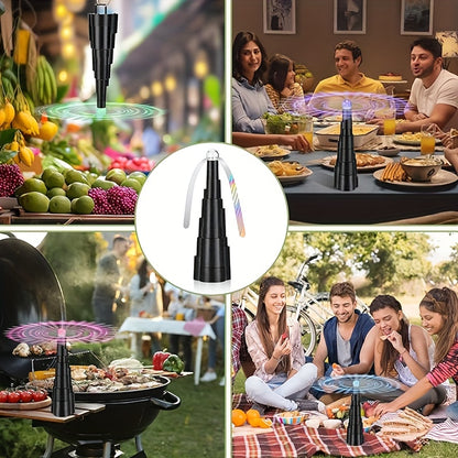 Fly Fan for Table 4 Pack - USB Rechargeable Fly Repellent Fan with LED Lights, Soft-Stop Blades, Portable Tabletop Fly Spinner for Outdoor Dining BBQ Camping Picnic
