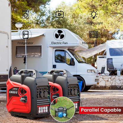 Inverter Generator Portable Ultra Quiet - 2500W/3600W/4000W/4500W, CO Auto Shutoff, ECO Mode, Parallel Ready, Clean Power THD<3% for Camping, RV, Home Backup, Yard & Lawn