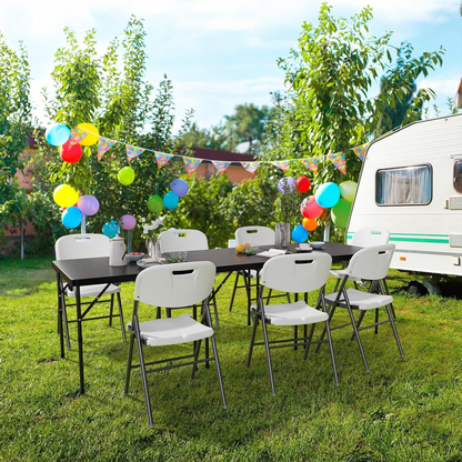 Square Folding Table 34" Bi-Fold HDPE Top 330 lbs Capacity Rust-Resistant Frame with Carry Handle for Party, Wedding, Camping & Indoor Use