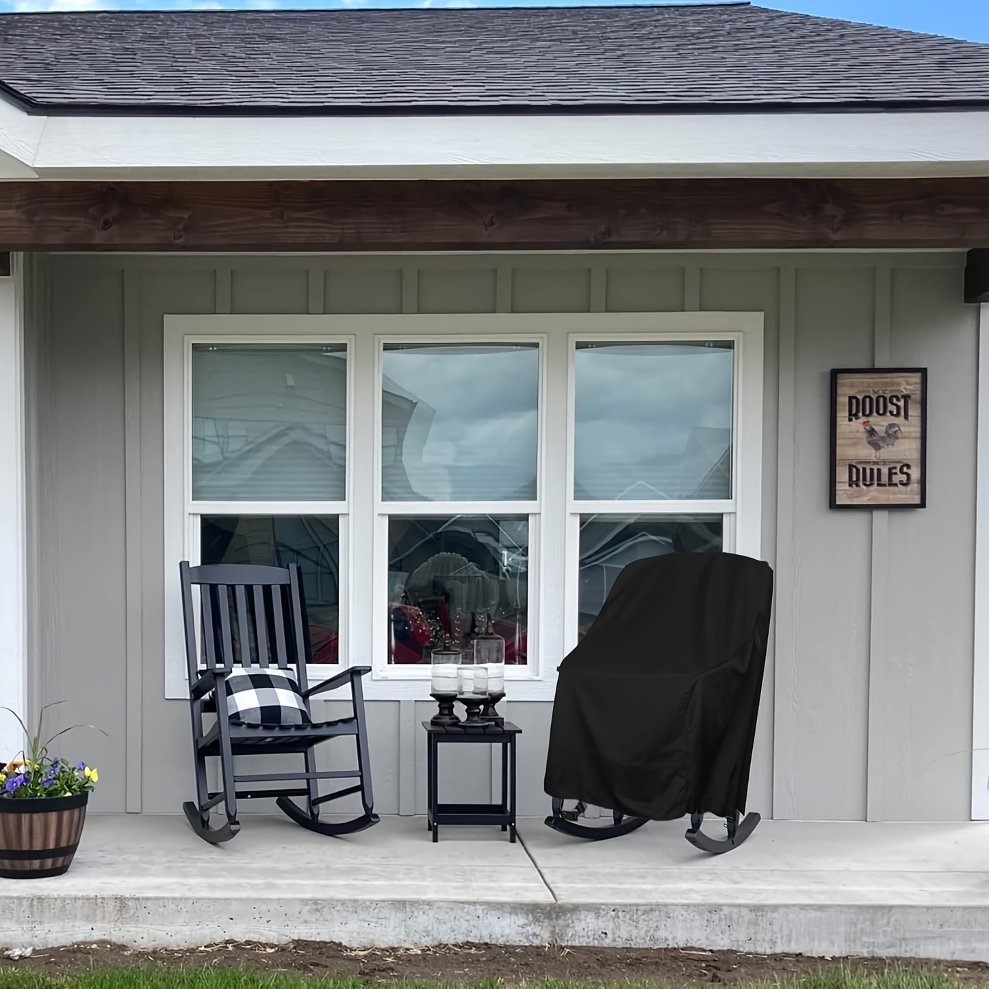 Swivel Patio Chair Covers Waterproof 2 Pack, Heavy Duty Outdoor Furniture Covers 27.5"W x 32.5"D x 43"H, All-Weather UV & Wind Resistant Protection for Terrace Balcony Garden Chairs, Black
