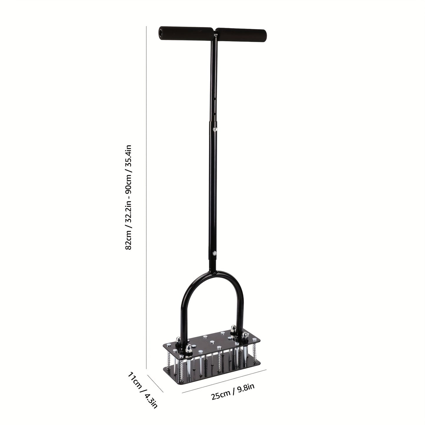 Self-Cleaning Lawn Aerator with 14 Iron Spikes - Spring-Loaded Auto-Clean Mechanism for Leaves & Dirt, Manual Soil Loosening Tool for Patio, Yard & Garden Aeration