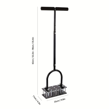 Self-Cleaning Lawn Aerator with 14 Iron Spikes - Spring-Loaded Auto-Clean Mechanism for Leaves & Dirt, Manual Soil Loosening Tool for Patio, Yard & Garden Aeration