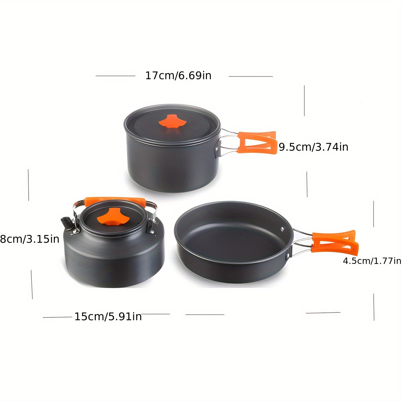 Outdoor Camping Cookware Set | Portable Aluminum Alloy Cooking Pot Pan Kettle Kit | Lightweight Backpacking Hiking Travel Picnic BBQ Gear for Family Camp Kitchen