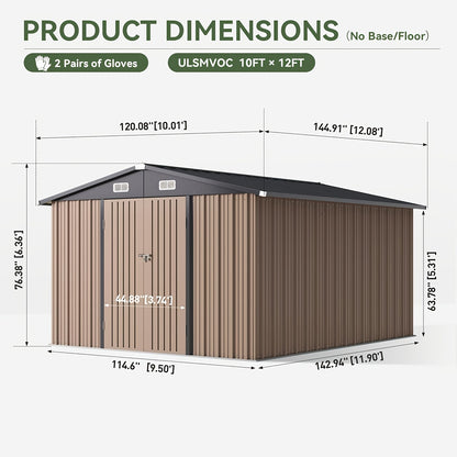 Metal Shed with Floor | Galvanized Steel Backyard Pool Bike Storage