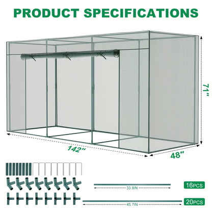 Plant Protection Tent Crop Cage with Zippered Door & Square Frame, Raised Garden Bed Cover Wind-Resistant for Outdoor Vegetables, Flowers & Herbs, Multiple Sizes