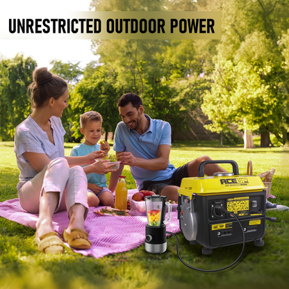 Gas Generator 1200W Portable Compact Ultralight - 900W Running 1200W Peak, 2-Stroke 71CC Engine, 6Hr Runtime, EPA & CARB Compliant, Recoil Start for Camping, Outdoors & Home Backup