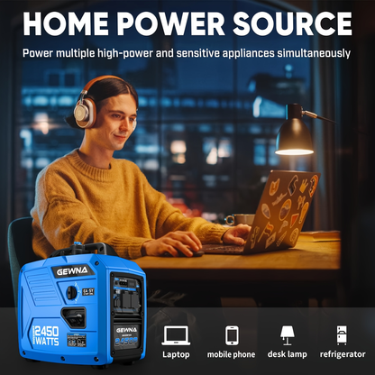 Inverter Generator 2450W & 3450W Super Quiet | EPA Compliant, 1.6 Gal Tank 8.3Hr Runtime, Portable Gas Generator for Home Backup, Camping, RV, Emergency Power