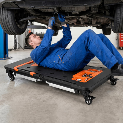 7in 1 Multifunctional Work Benches, Folding Work Table for Garage, As Portable Workbench, Sawhorse, Scaffold, Platform, Car Creeper, Dolly And Hand Truck, with 4 Wheels, Perfect Gift for Father's Day, Requires No Assembly