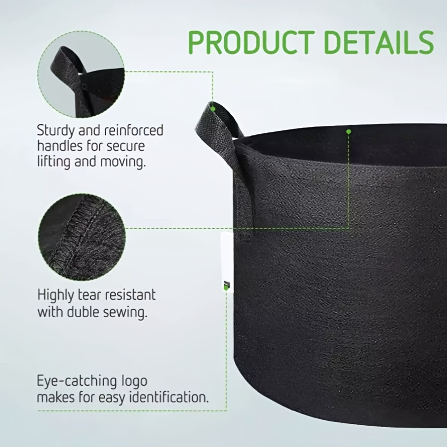 Grow Bags 5 Gallon Felt with Handles 10 & 20 Pack | Aeration Nonwoven Fabric Pots | Air Pruning Planter for Vegetables Tomatoes Potatoes Flowers Indoor Outdoor