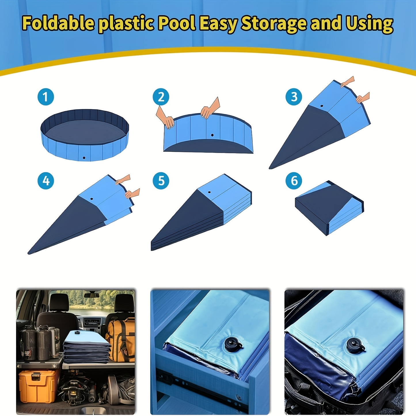 Large Dog Pool Foldable – 1mm Thick Durable Collapsible Plastic Pet Bathing Tub & Outdoor Swimming Pool for Large Dogs, 79 Inch Portable Design