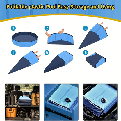 Large Dog Pool Foldable – 1mm Thick Durable Collapsible Plastic Pet Bathing Tub & Outdoor Swimming Pool for Large Dogs, 79 Inch Portable Design