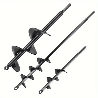 Garden Auger Bit 4-Inch Heavy Duty Nickel-Coated Drill Bit with Long Handle - Portable Soil Auger for Digging Hard Clay, Rocky Soil, Planting Bulbs, Soil Aeration & Home Gardening