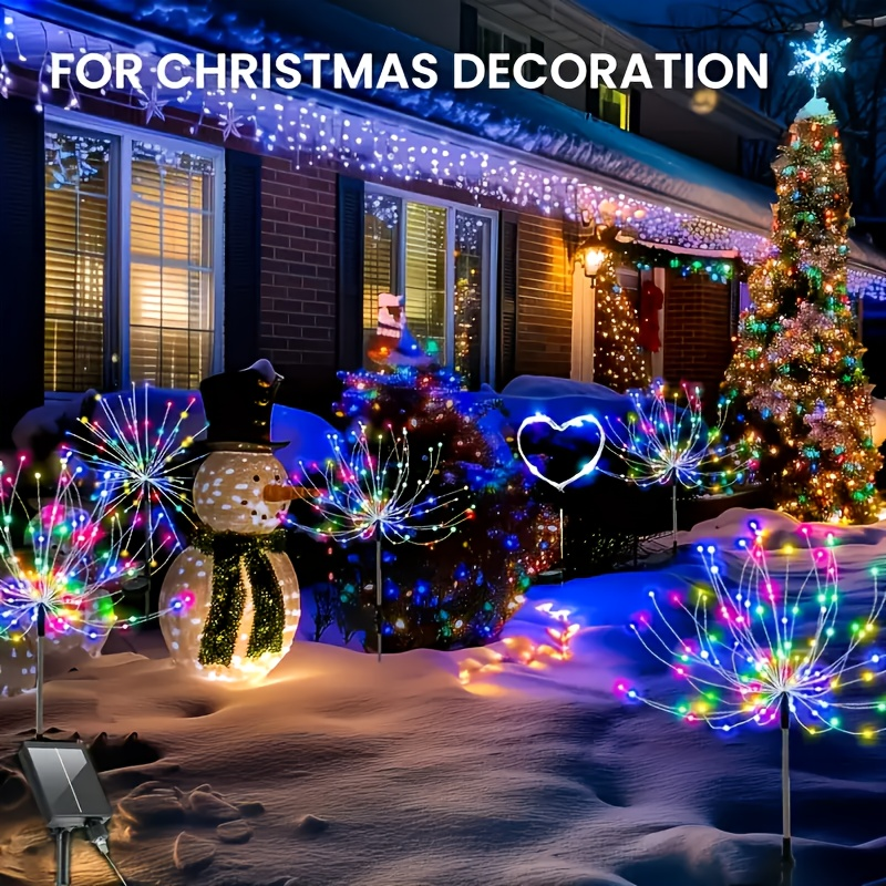 Solar Fireworks Lights Outdoor Waterproof 240–640 LED 8 Lighting Modes – 4/8 Pack Garden Stake Lights for Christmas Yard Wedding Patio Lawn Holiday Decoration