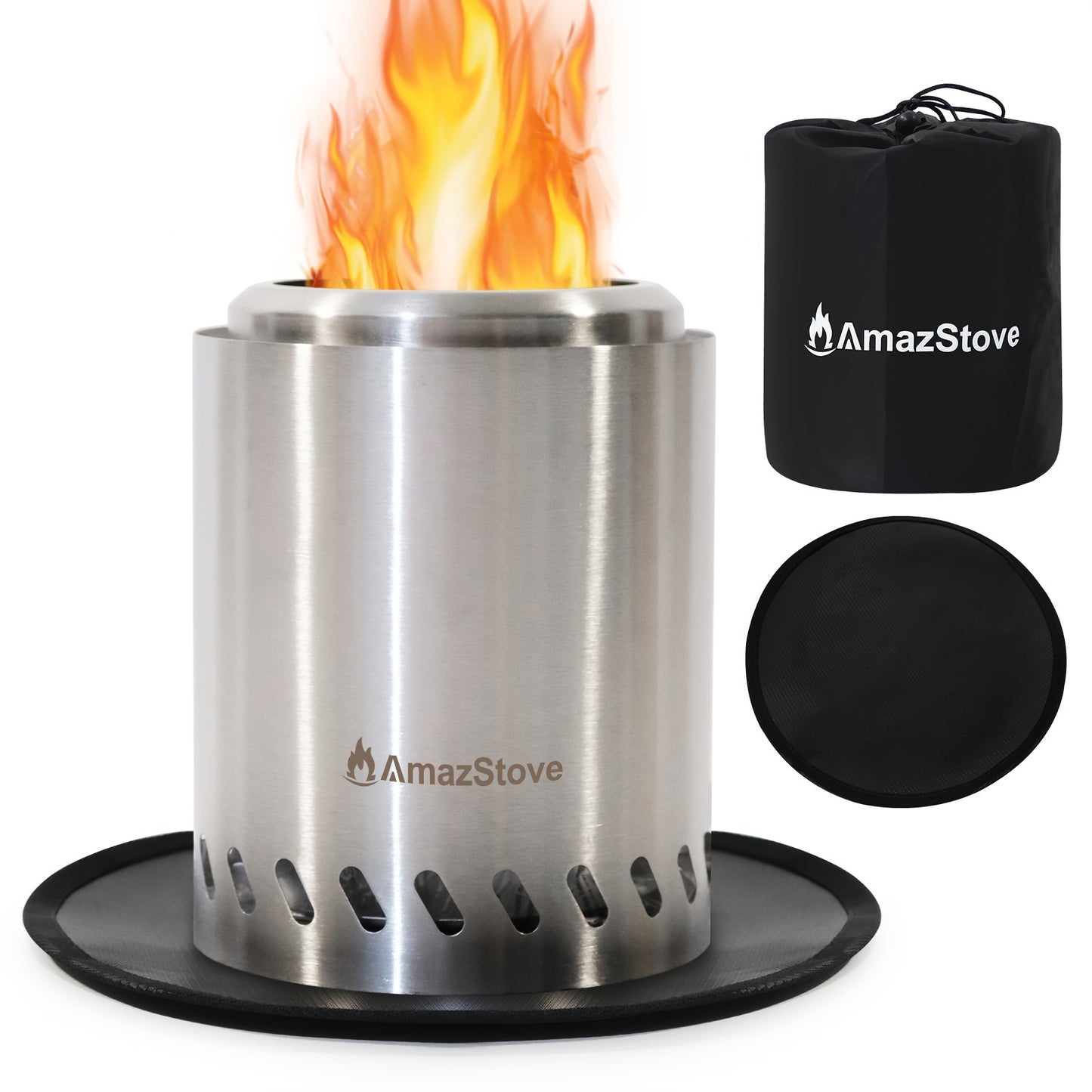 Tabletop Fire Pit 9.7x7 Inch Low Smoke Outdoor Patio Camping Stove Wood Pellet Burning with Fireproof Mat Travel Bag