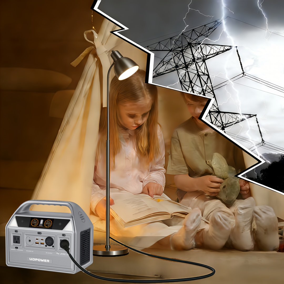 Portable Power Station 600W LiFePO4 596Wh Solar Generator – 9 Outputs AC/PD/USB/DC, LED Light, Emergency Backup for Camping, Home & RV