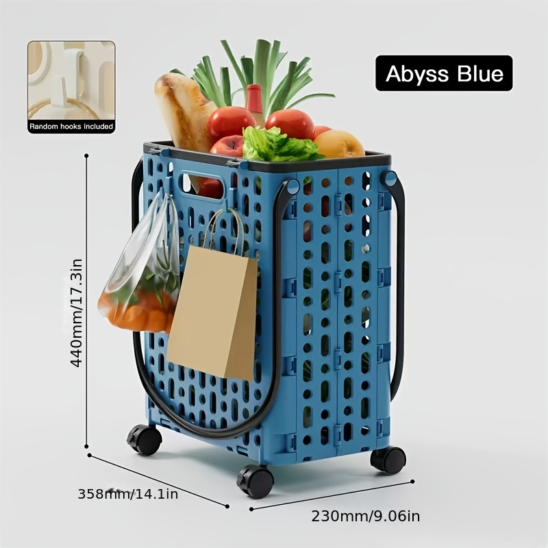 Foldable Shopping Cart with Wheels and Handle Large Capacity Portable Trolley for Grocery Camping Travel Laundry Beach Outdoor Home Lightweight Space Saving