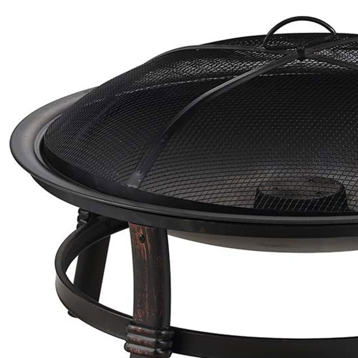 Wood Burning Fire Pit Bowl 29 Inch Outdoor Steel Fireplace with Spark Screen & Poker for Patio Backyard Deck Bonfire, Black