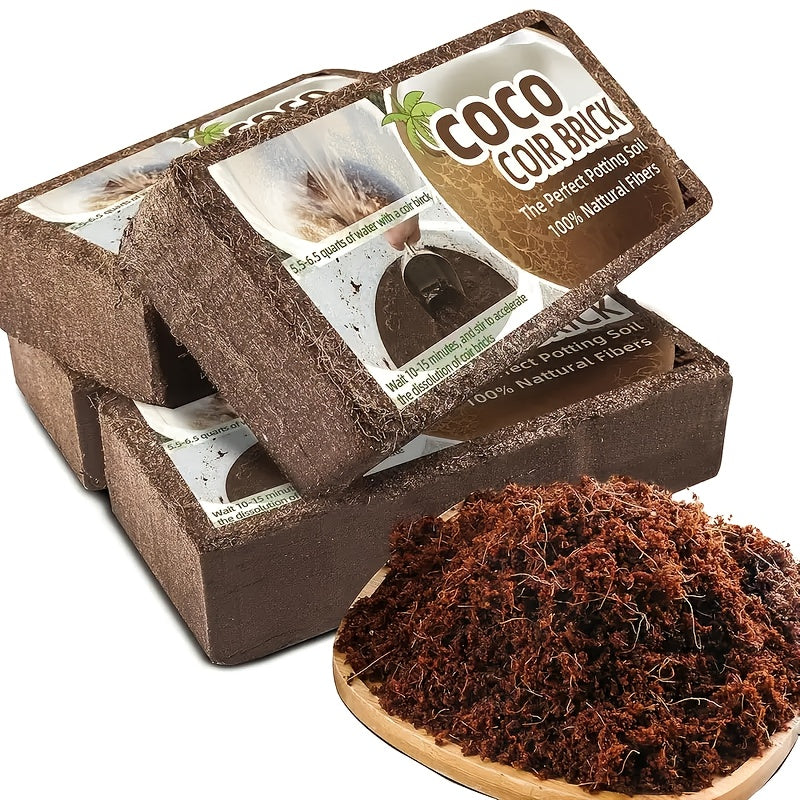 Coco Coir Bricks Natural Coconut Fiber Planting Soil | Compressed Coir Block Expands 6x for Hydroponics Potting Mix Garden Beds | 200g 400g 800g Options