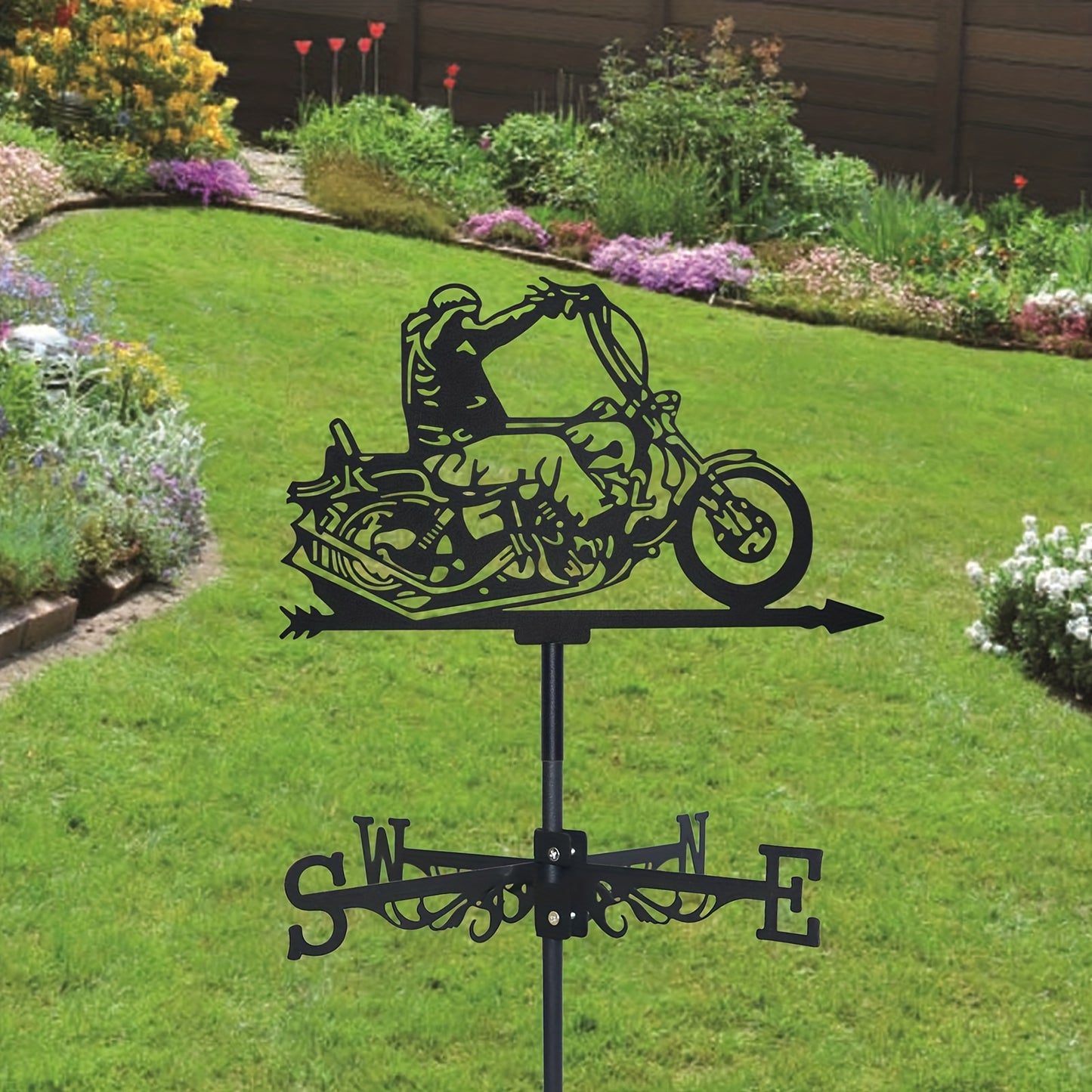 Weathervane | Metal Motorcycle Garden Yard Roof Wind Direction Decor