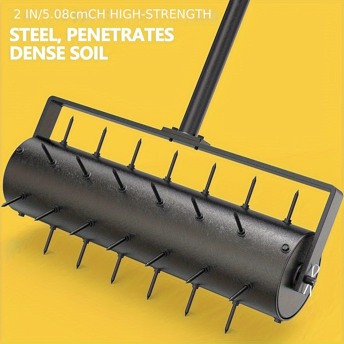 Lawn Punch Aerator 17" Heavy-Duty Metal Roller with Bearing Design, 60" Long Handle for Effortless Weeding & Aeration, Manual Garden Lawn Punch Tool Black