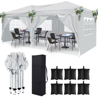 Party Tent 10x20ft 6 Sidewalls Heavy-Duty Commercial Waterproof Canopy