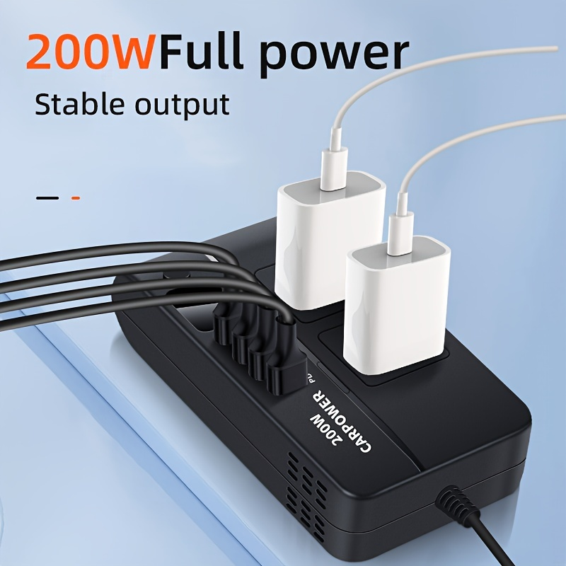 200W Car Power Inverter DC 12V to AC 110V with USB-C PD 20W & QC3.0 Fast Charging