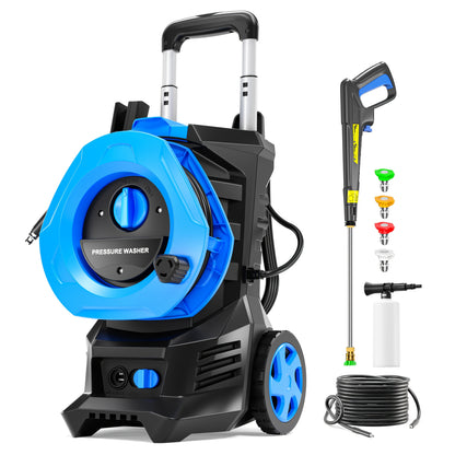 Pressure Washer Electric 4800PSI MAX 2.8 GPM – 25FT Hose, Foam Cannon & 4 Nozzles, Metal Construction Power Washer for Cars, Fences, Patio, Driveway & Outdoor Cleaning