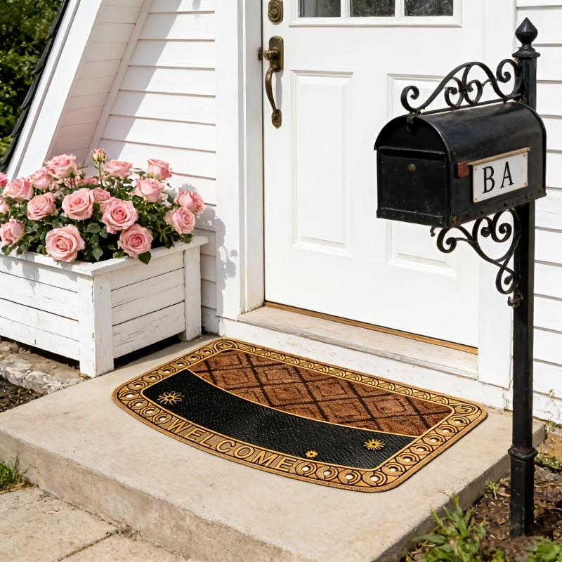 Heavy Duty Outdoor Door Mat Mud Scraper Non-Slip Water Absorbent Rubber Entrance Rug for Front Door Porch Patio Garage Courtyard Indoor Outdoor All Weather