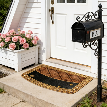 Heavy Duty Outdoor Door Mat Mud Scraper Non-Slip Water Absorbent Rubber Entrance Rug for Front Door Porch Patio Garage Courtyard Indoor Outdoor All Weather