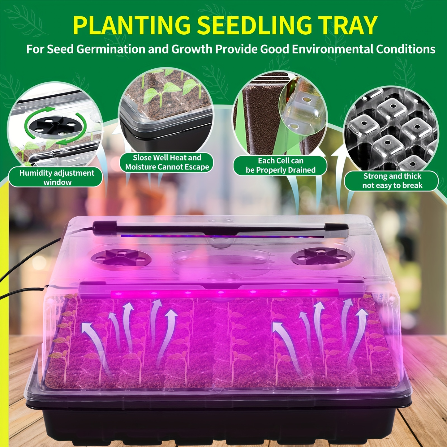Seed Starter Tray with Grow Light 96 Cell Self-Watering | 10-Level Brightness & Timer | Humidity Dome | Indoor Seedling Kit for Vegetables Flowers Herbs