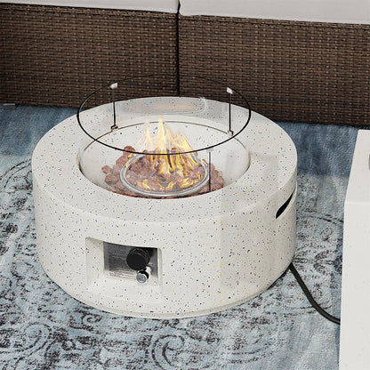 28" Outdoor Fire Pit Set with Rain Cover & Wind Guard – Terrazzo Colorful Metal Patio Heater for Garden, Deck & Backyard | Includes Lighter | Durable Metal Construction
