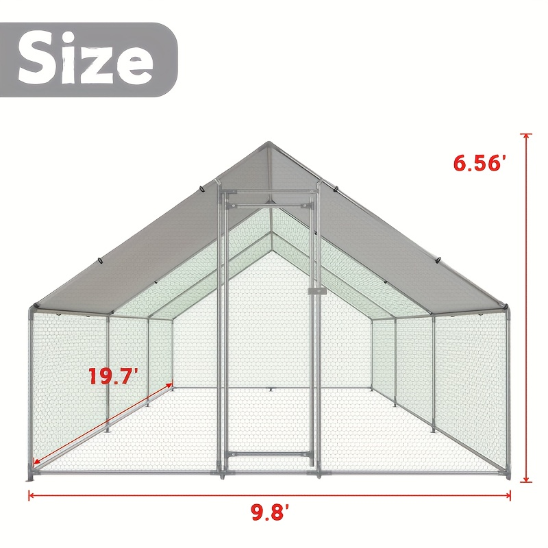 Walk-in Chicken Coop Large Heavy-Duty Metal Poultry Pen with Waterproof UV-Proof Roof Cover - Outdoor Backyard Farm Enclosure for Chickens Ducks Geese Rabbits, Multiple Sizes