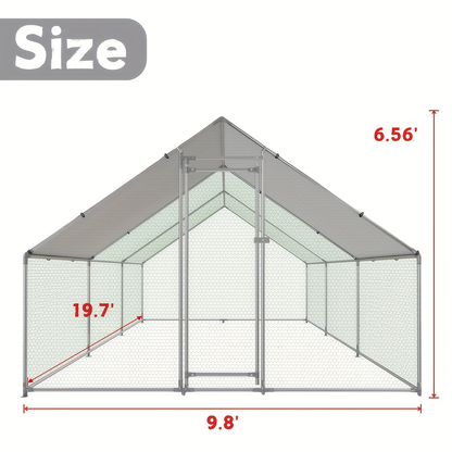Walk-in Chicken Coop Large Heavy-Duty Metal Poultry Pen with Waterproof UV-Proof Roof Cover - Outdoor Backyard Farm Enclosure for Chickens Ducks Geese Rabbits, Multiple Sizes