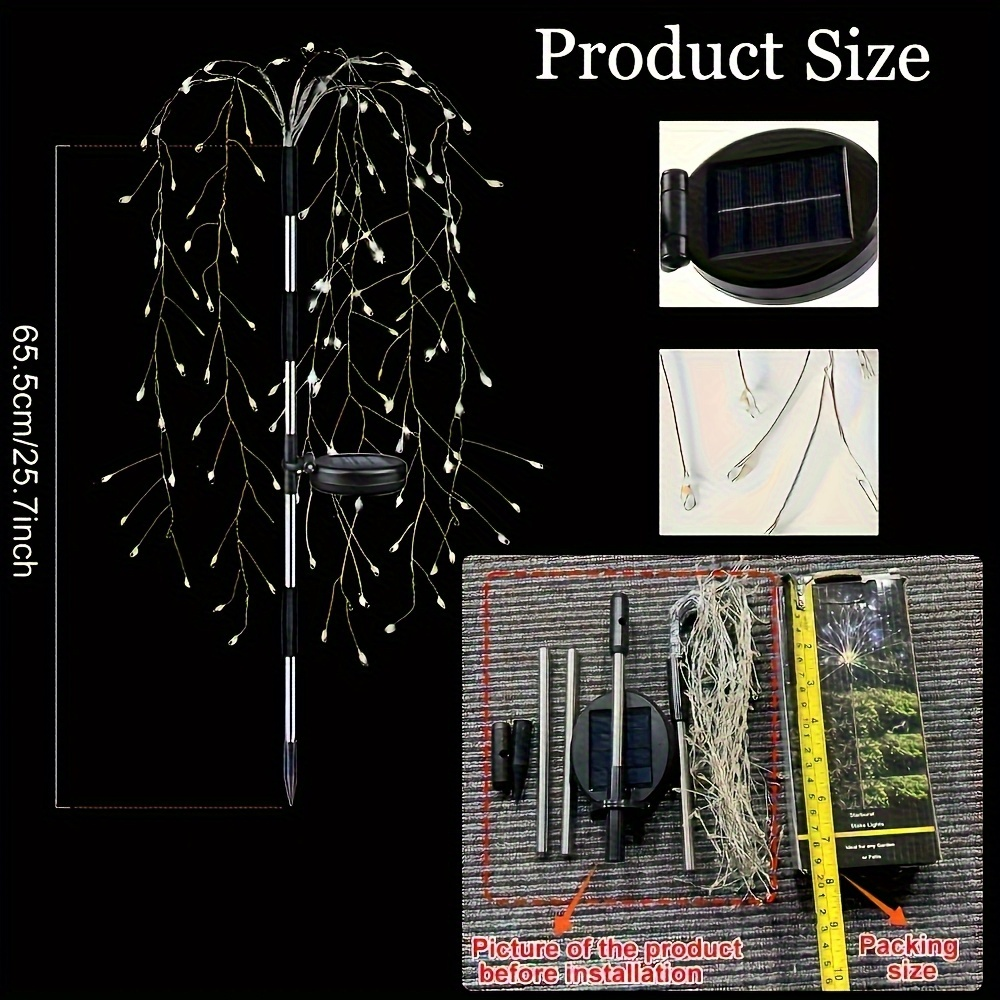 Solar Firecracker String Lights 120 LED, 8 Modes Waterproof