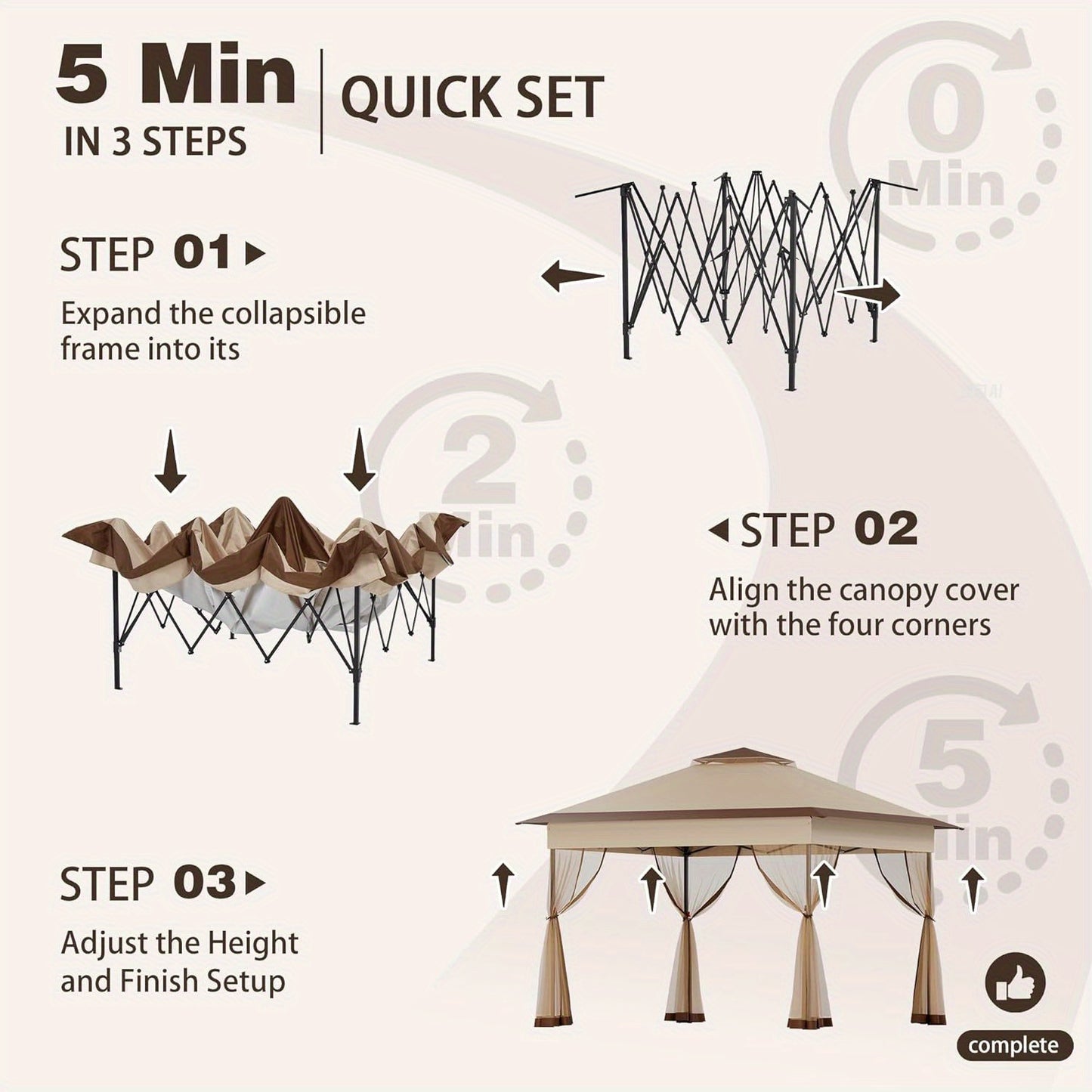 Pop Up Gazebo Tent Mosquito Netting Oxford | Patio Garden Backyard
